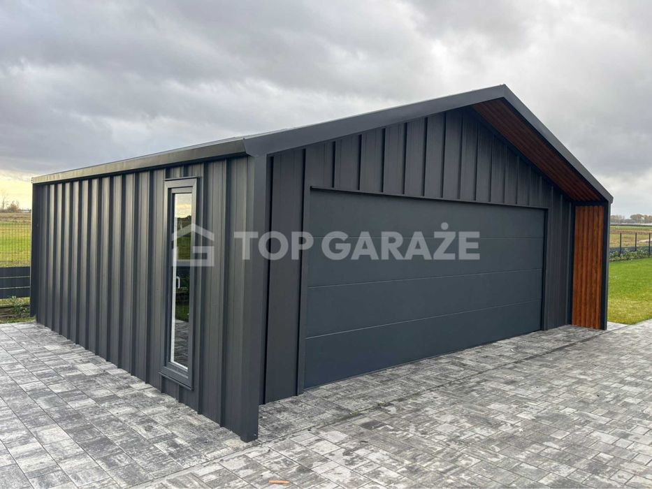 Garaż blaszany 7x5,5m garaz blacha NA RĄBEK brama segmentowa garaz