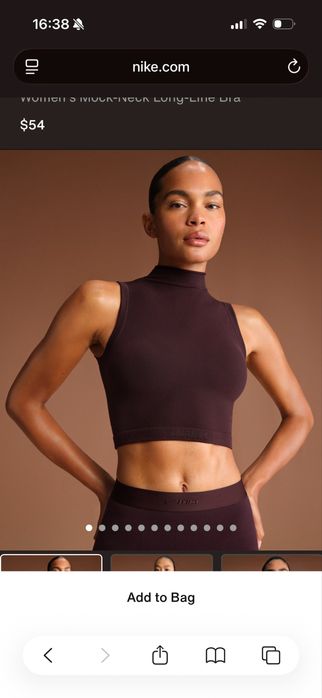 Топ Nike Sims vintage seamless mock neck bra