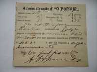 Recibo relativo a anuncio publicado no 'Porvir' , ano 1915