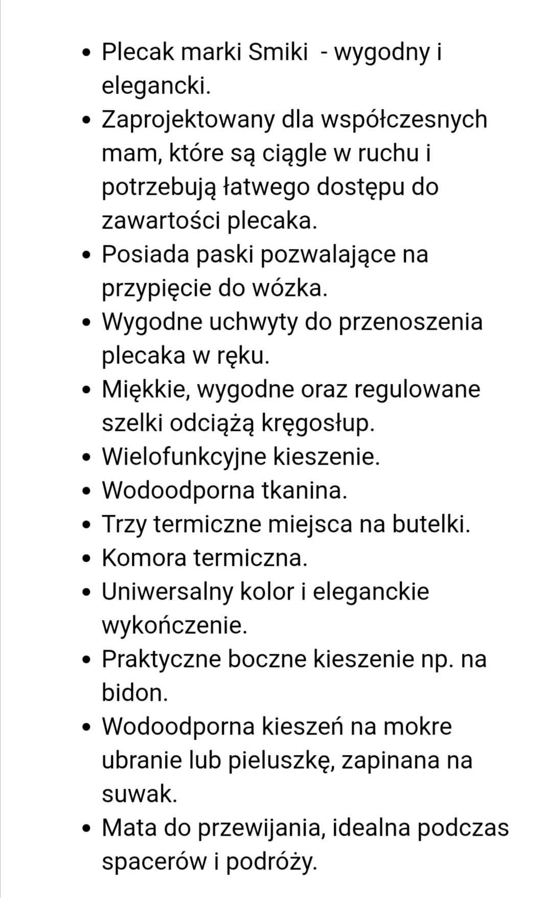 Plecak do wózka SMIKI