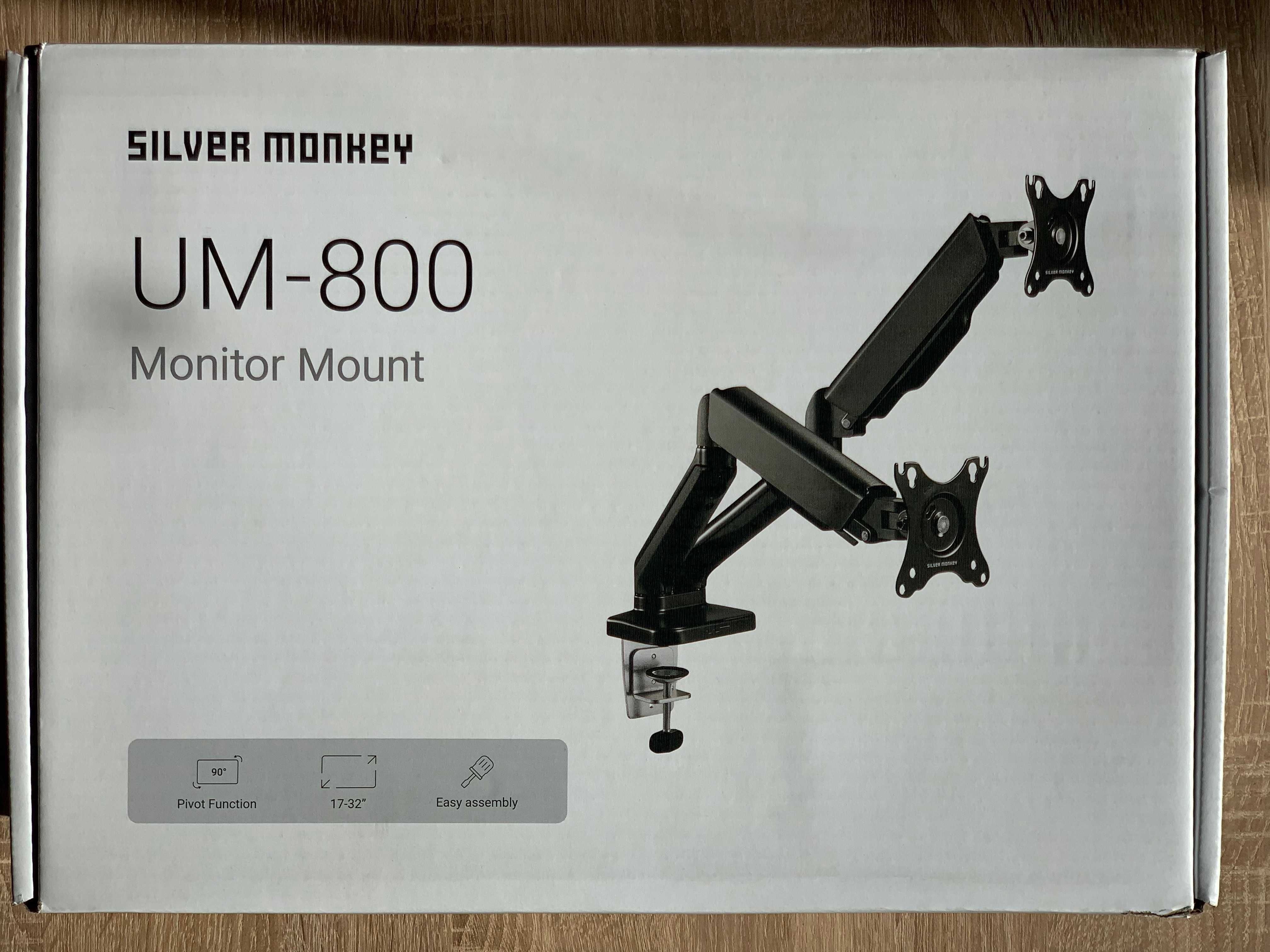 Podwójny uchwyt do monitora Silver Monkey UM-800 (sprężyna gazowa)