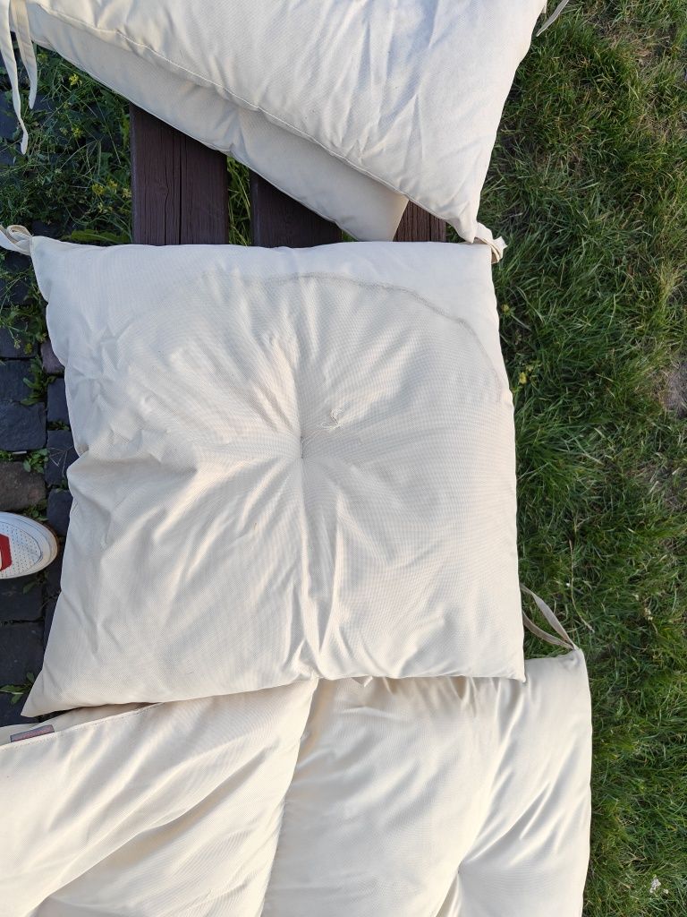 poduszka ogrodowa beż 50x100 cm 3 szt. wodoodporna troczki na krzesło