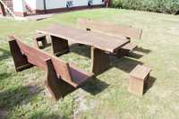 PROMOCJA ławki ogrodowe 10 osób liściaste BEZ ZYWICY stół ławki altana