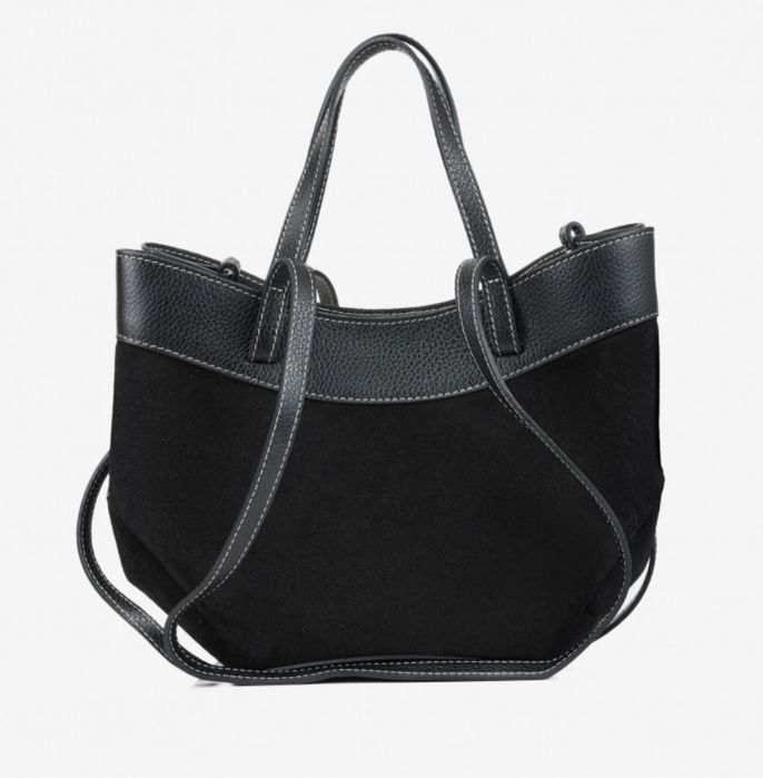 Сумка шопер замшева коричнева чорна тауп Сумка замшевая шоппер Италия