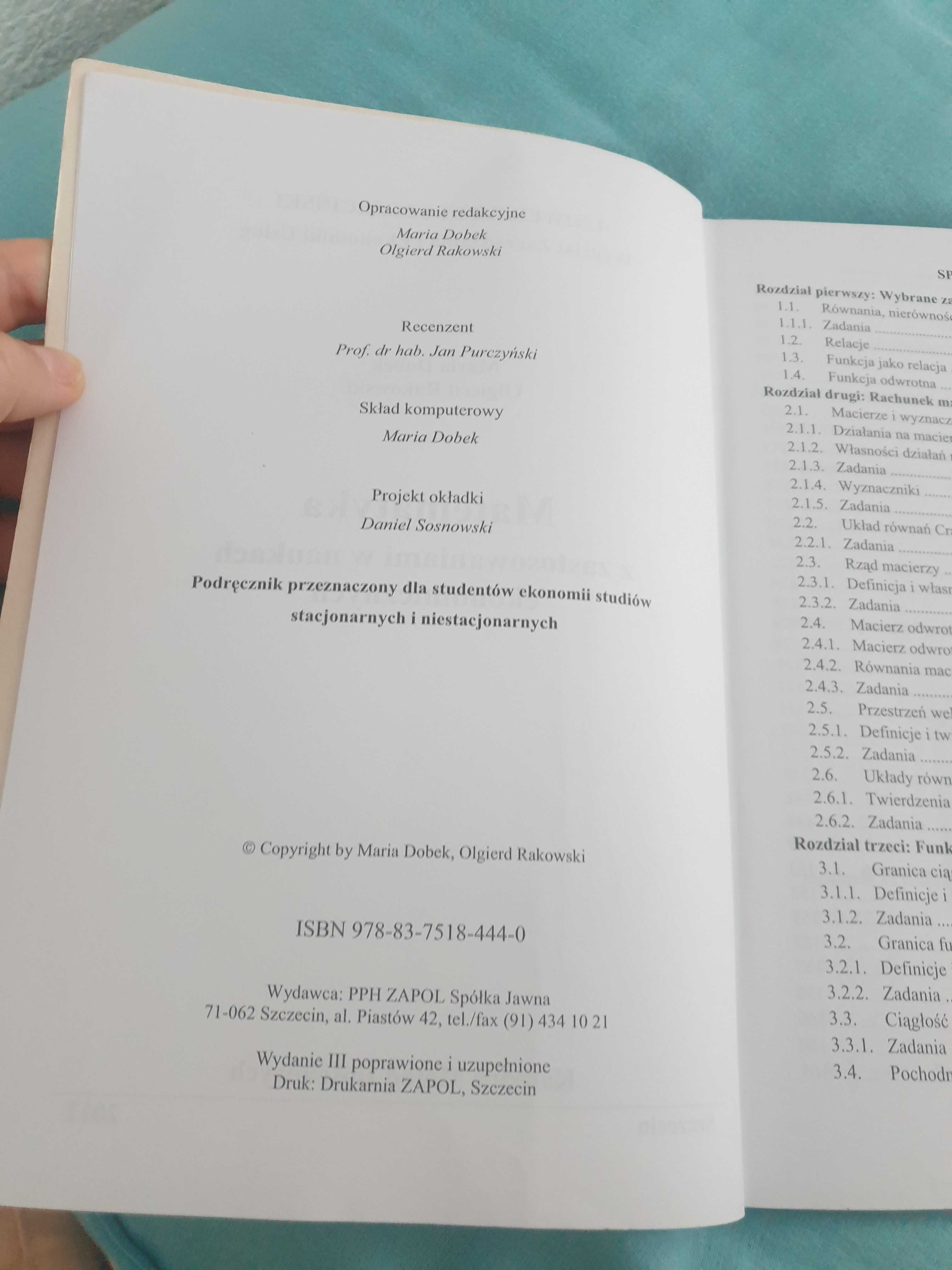 Książka do matematyki na studia ekonomiczne