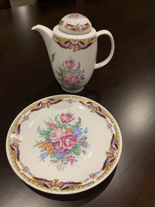 Bule com prato porcelana Mtiterteich Bavaria Germany + Vizavi  Italia