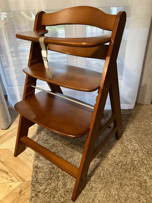 Krzesełko do karmienia Hauck, Orzech, drewniane stabilne