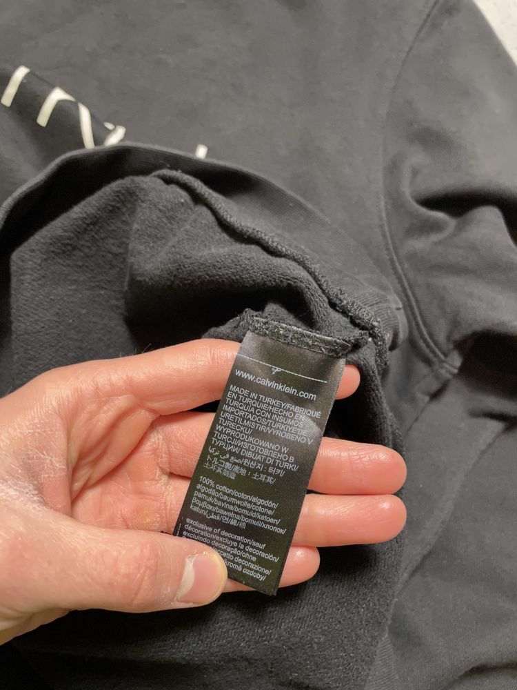 Мужская Кофта Свитшот Calvin Klein С Большим Лого Черный Оригинал M-L