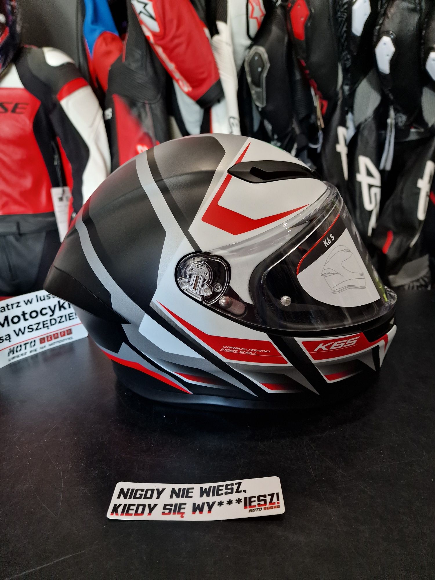 MotoSzafa Kask AGV K6 S KARVE MATT BLACK/WHITE/RED !gratisy!