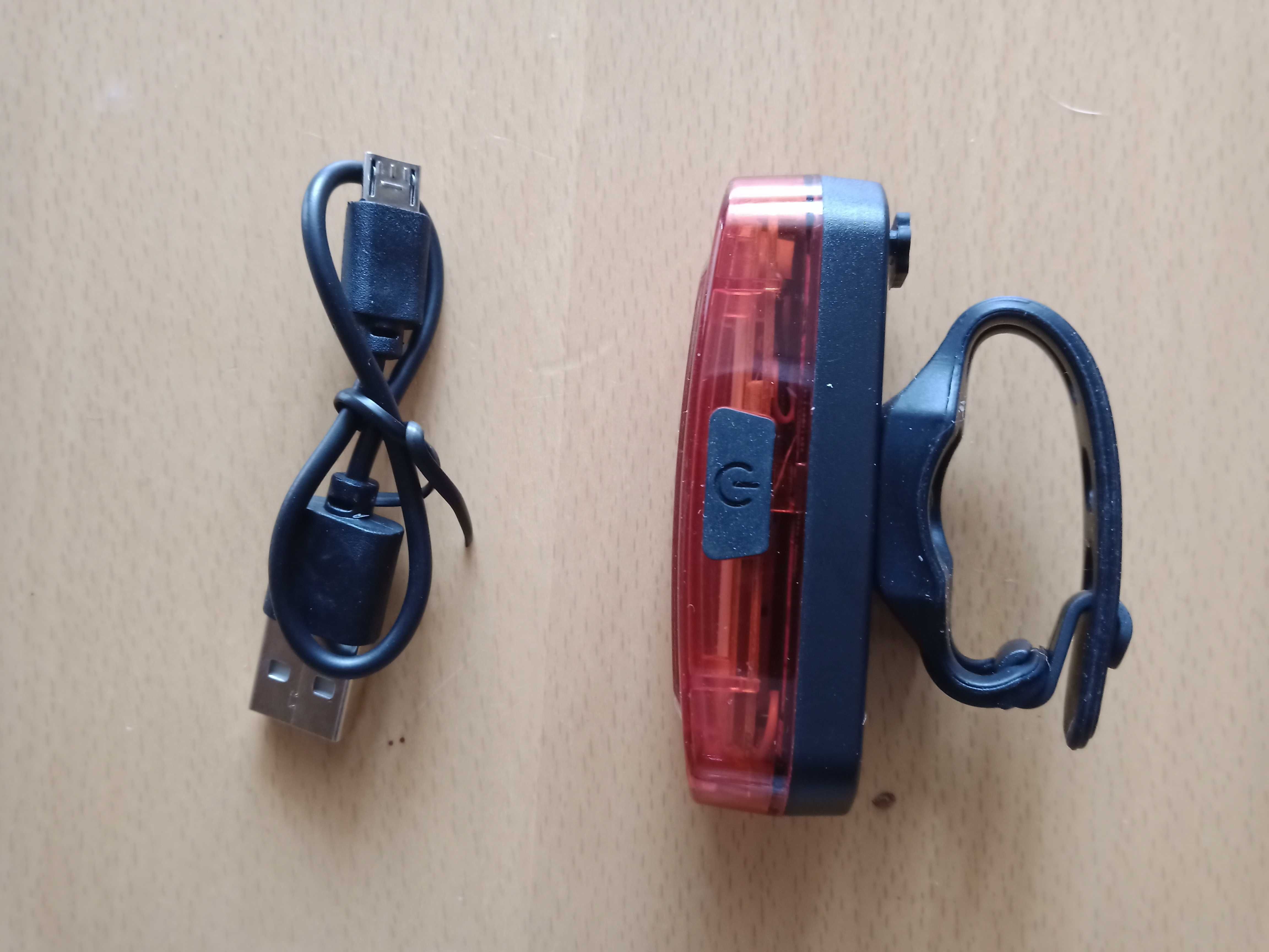 Lampka USB Rowerowa Led COB mocna przód akumulator czerwona biała