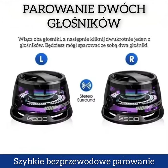 Magnetyczny głośnik bluetooth G200 z podświetleniem RGB