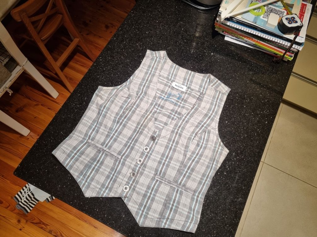 Kamizelka Gina BENOTTI 42 XL bezrękawnik w kratkę