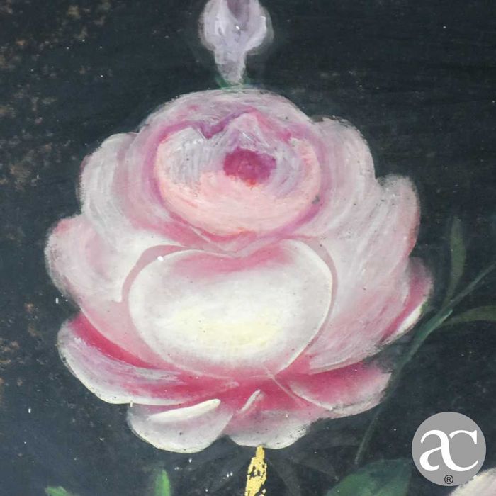 Grande Tabuleiro em folha de metal, pintado à mão, séc. XIX