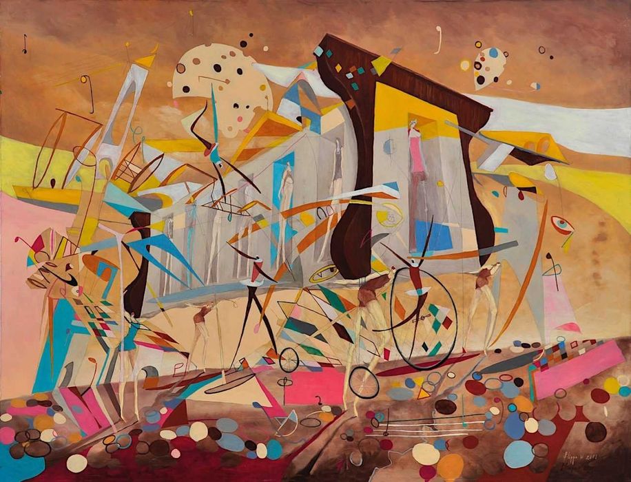 Filip Gruszczyński "Przyjemne z pożytecznym" 116x89cm certyfikat