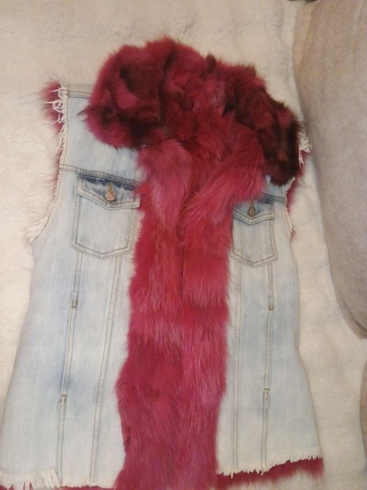 Жилетка жіноча джинс+песець.