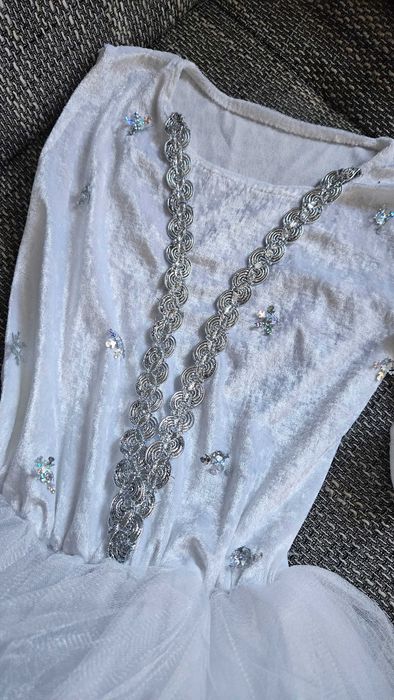 Strój śnieżynki,  kostum zimy, winter, sukienka biała 122