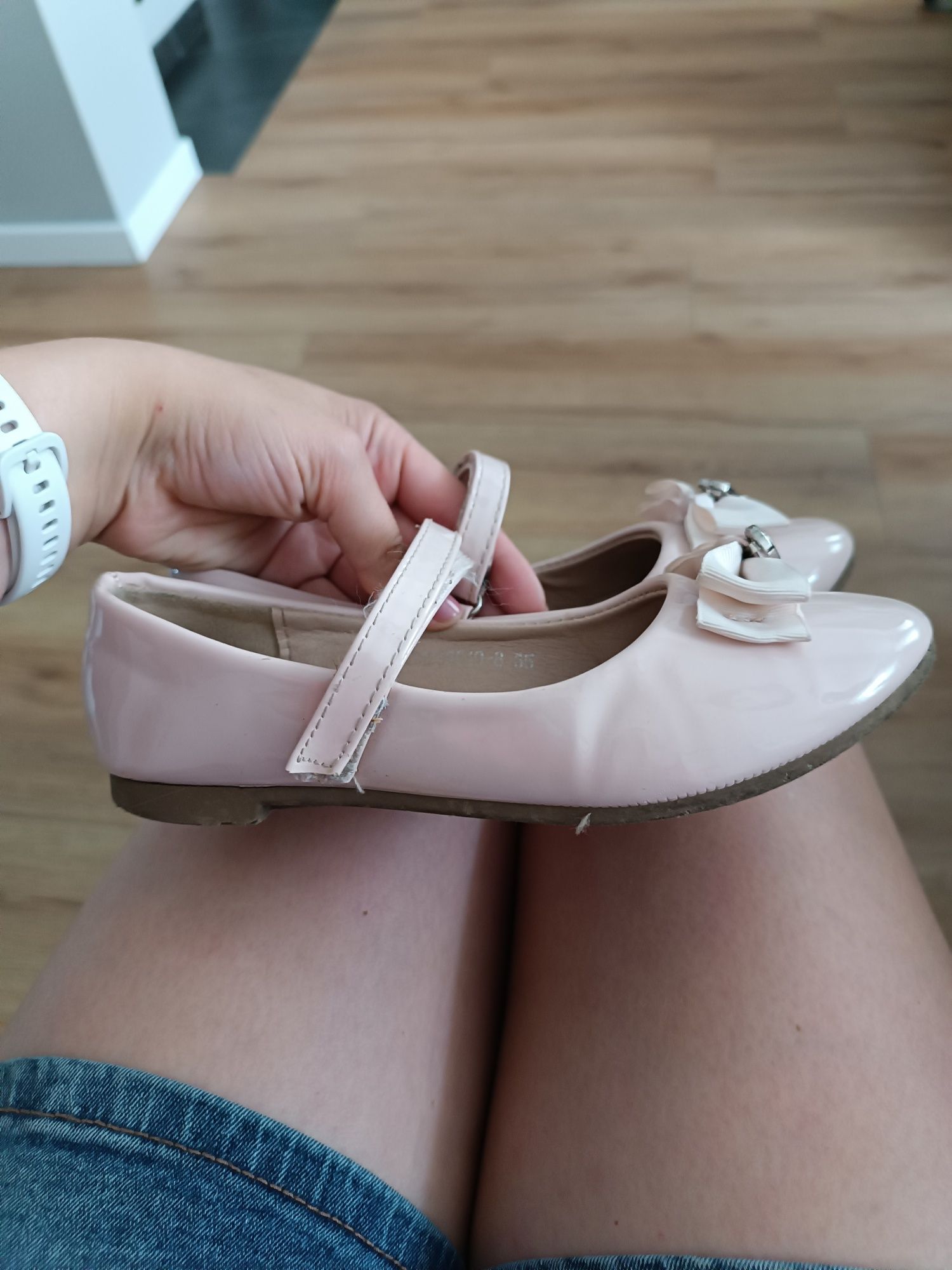 Baleriny balerinki lakierki jasny róż 35