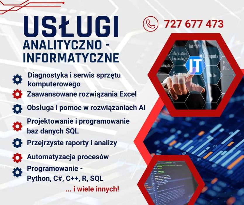 Usługi informatyczno-analityczne, serwis,excel, programowanie, raporty