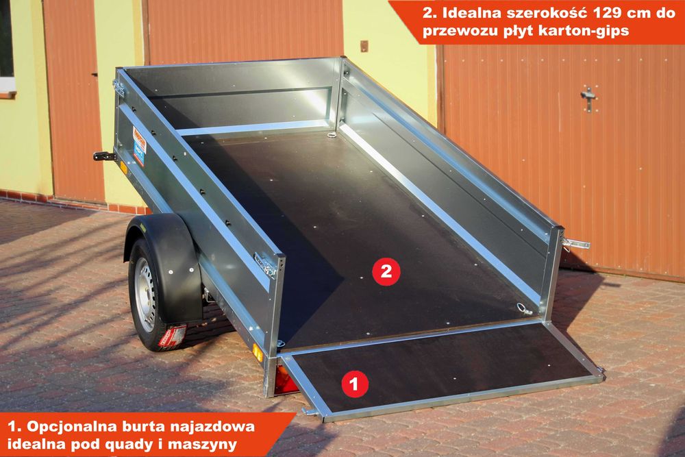 SPAWANA przyczepka 236x129x45 Neptun 236 PRR na resorach MOCNA!