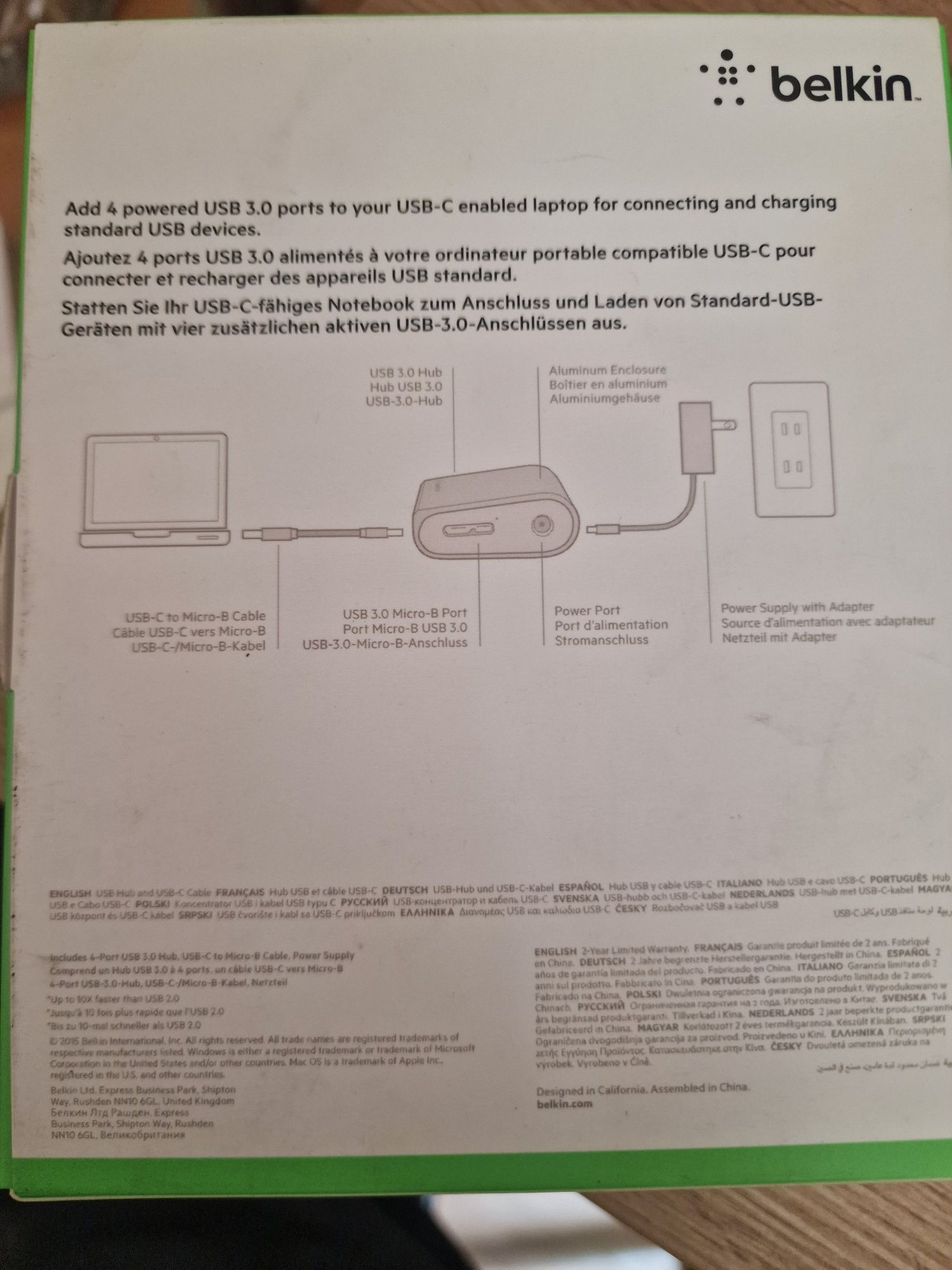 Belkin HUB USB-C Belkin F4U088VF 4x USB-A 3.0, 5Gb