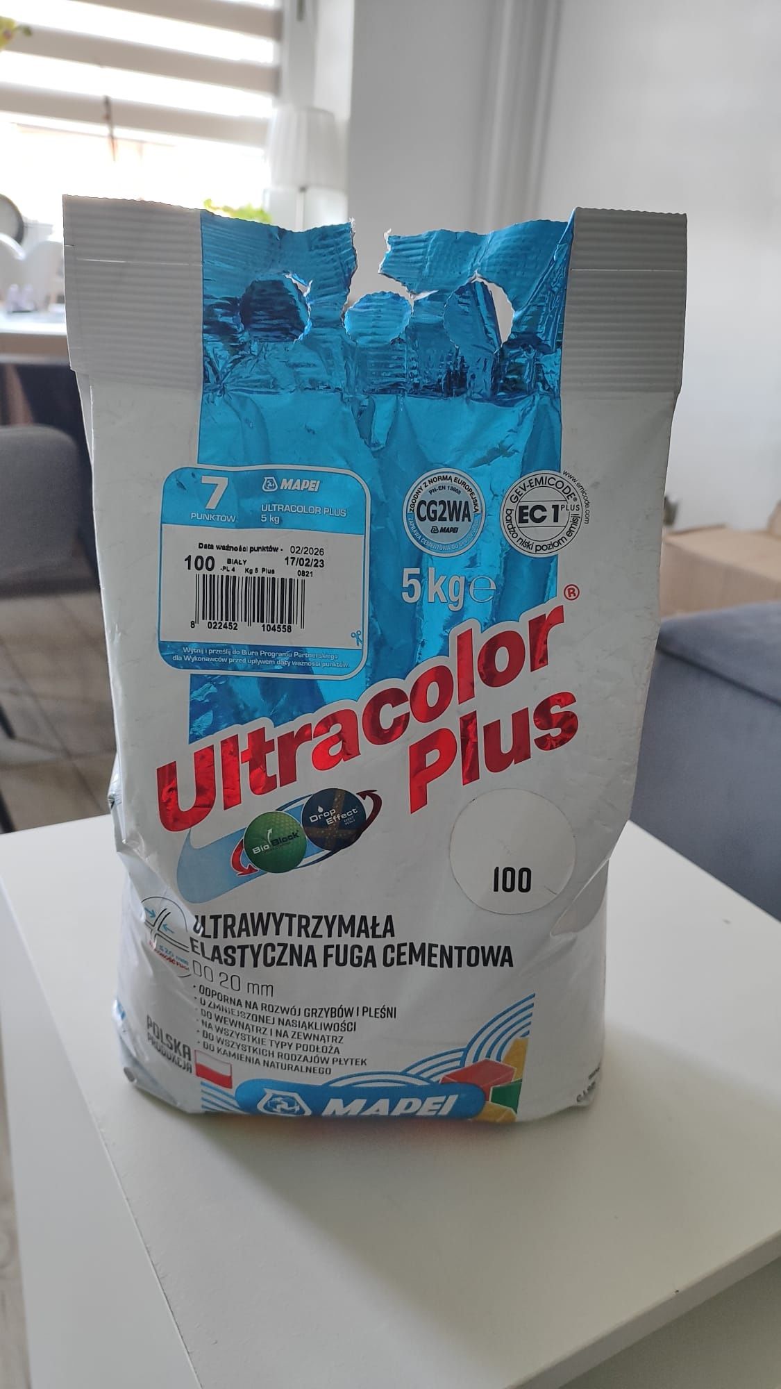 Fuga cementowa BIAŁA Mapei, 5kg