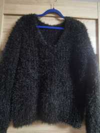 Czarny piękny włoski wełniany sweterek oversize biust 104 cm okazja