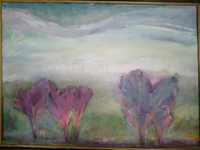 Картина "Цветёт абрикос", 80см х 59см, маслом, холст.
