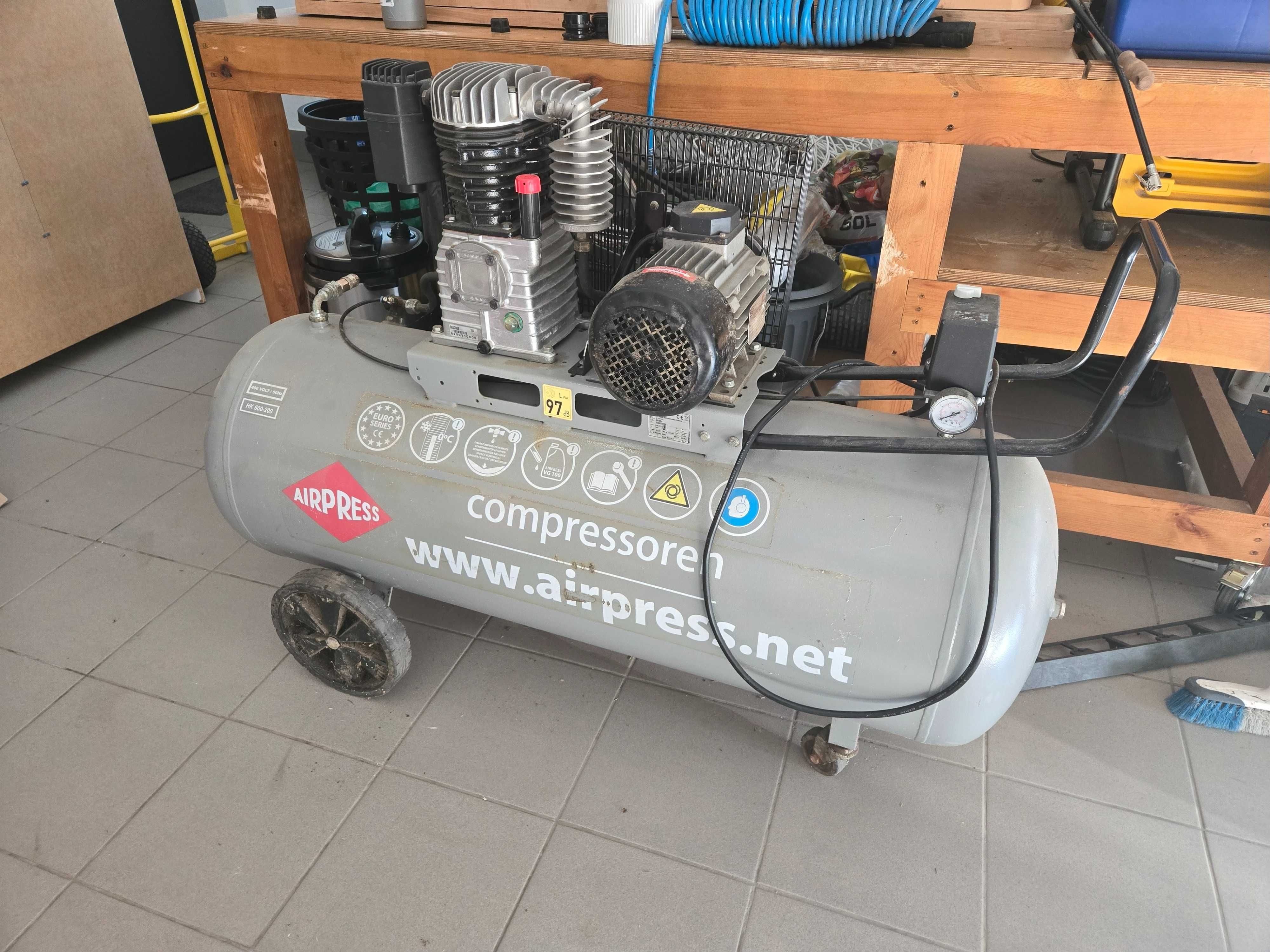 Kompresor Dwutłokowy Airpress HK 600-200 + nowy przewód na bębnie!