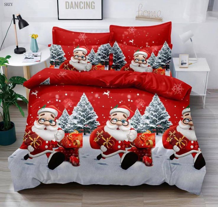 Байкова тепла постільна святкова білизна. Різдвяна постіль фланель