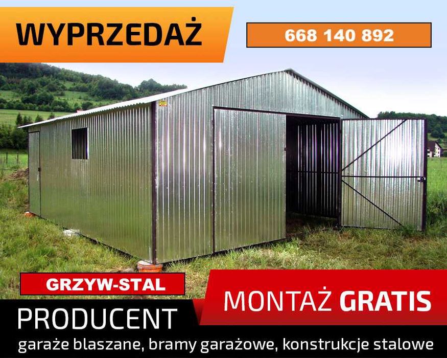 Ocynk Garaż Blaszany Dwuspadowy |Garaże Blaszane - GRZYWSTAL