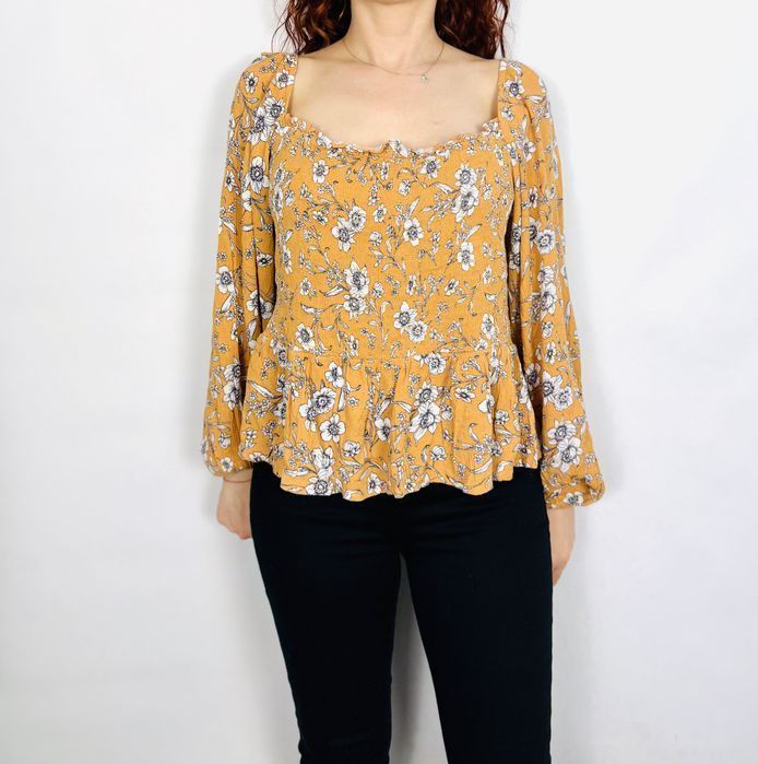 Bluzka musztardowa w kwiaty XXL 44 Primark