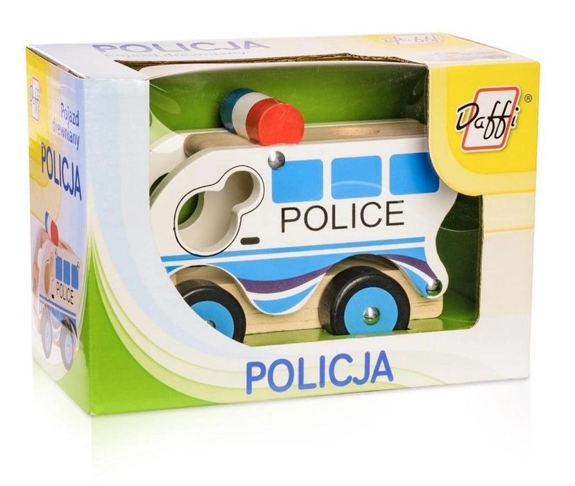 Drewniane auto - policja ,93x178 mm