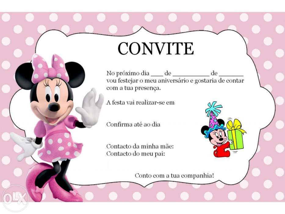 Convites de aniversário Disney, Minnie, Simpsons, Frozen, outros