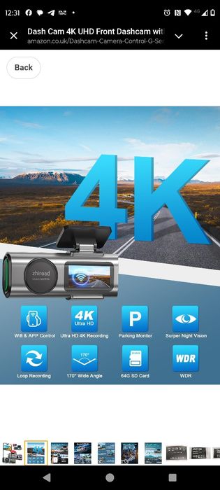 Zhiroad - відеореєстратор 4k, з wifi  та нічне бачення