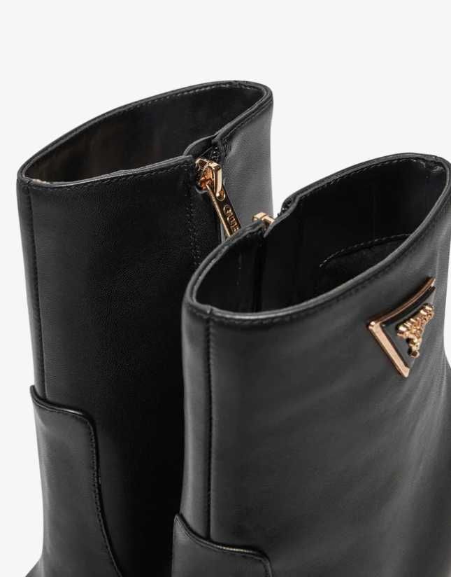 Guess Botki na obcasie Caitte FLDCAT LEA10 Czarne skórzane Premium R40