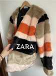 Zara futro w pasy multikolor M