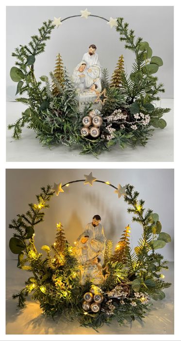 Stroik świąteczny Szopka Święta Rodzina LED dekoracja Boże Narodzenie