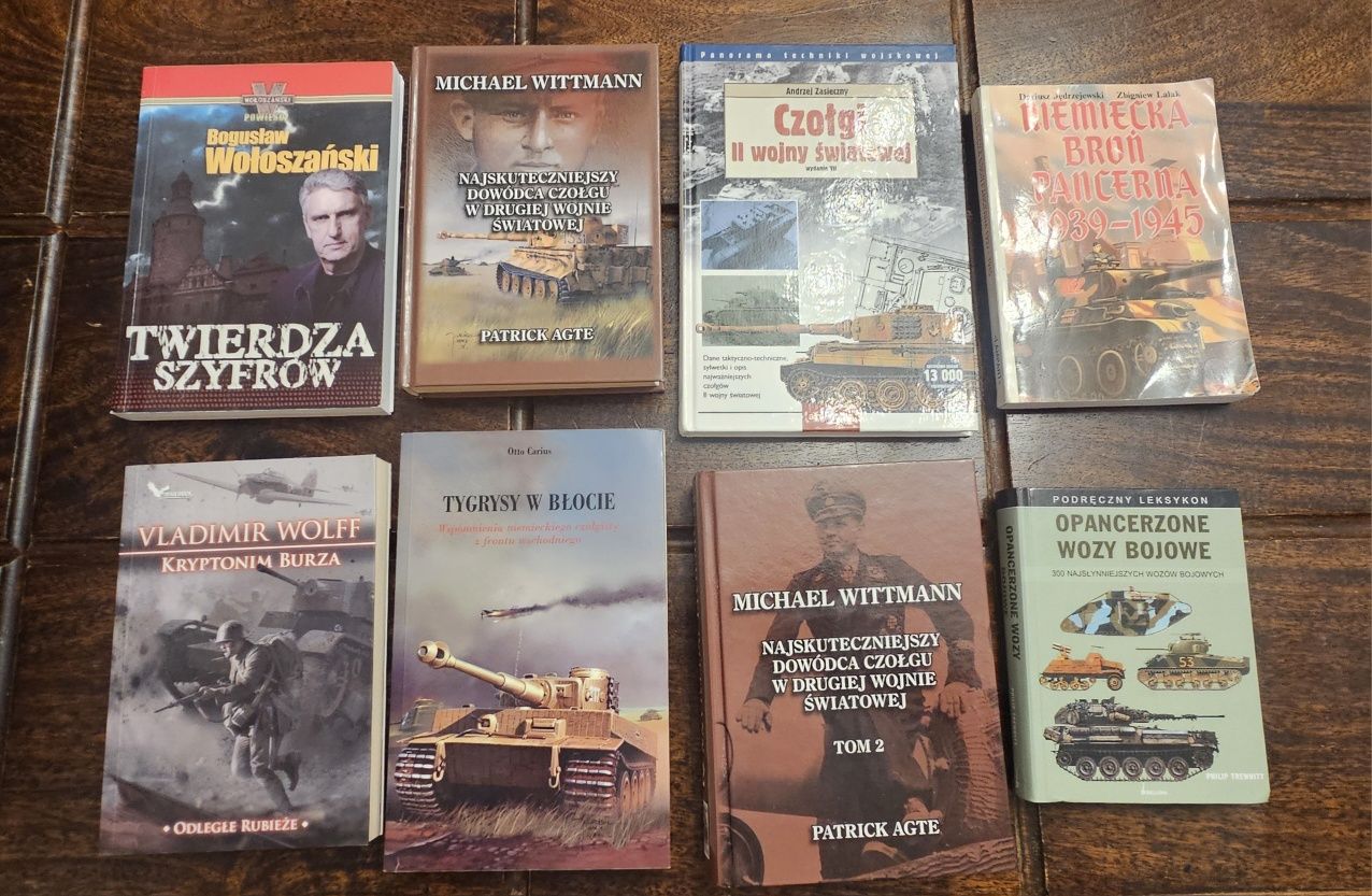 Zestaw książek, czołgi, broń pancerna, Wittmann, Carius, Wołoszański