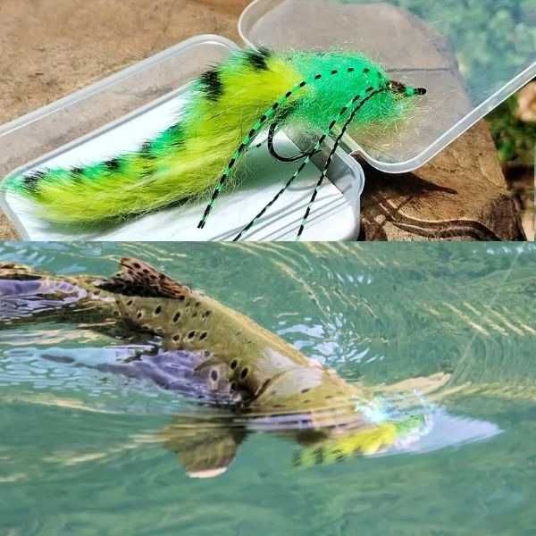 Przynęty- muchy szczupak, sandacz, okoń. 3 szt. komplet.