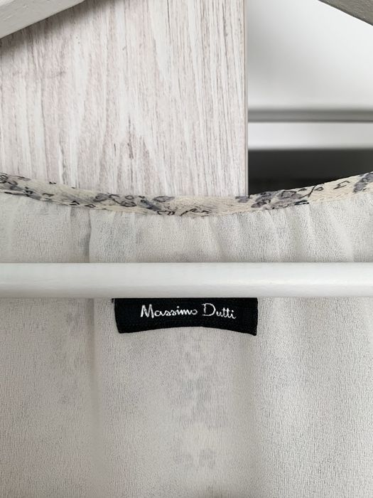Massimo Dutti sukienka midi zwiewna letnia jedwabna boho beżowa