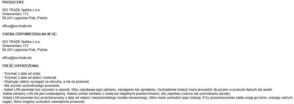 Kabel sieciowy LAN 30m RJ45