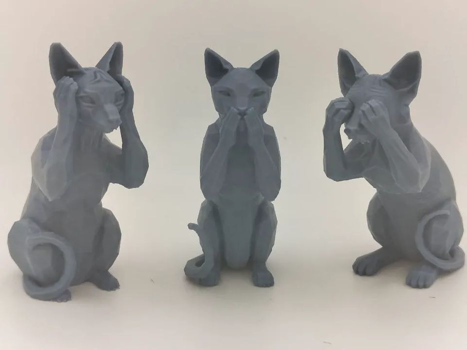Os Três Gatos Esfinge Sábios - Lowpoly