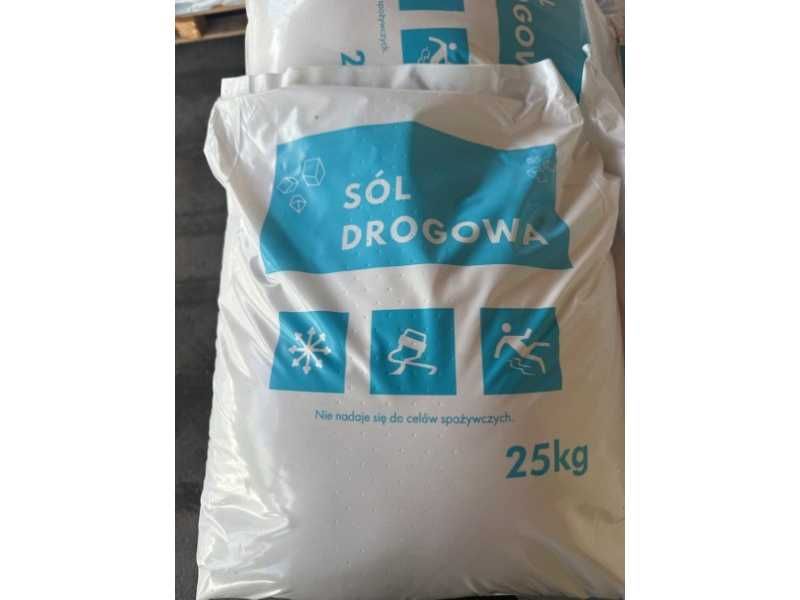 Sól drogowa z antyzbrylaczem paleta 1 tona worki po 25kg