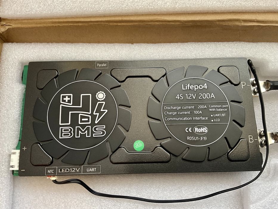 плата Hi BMS 4s 12V 200A, Bluetooth, LiFePO4 для батареї до інвертера