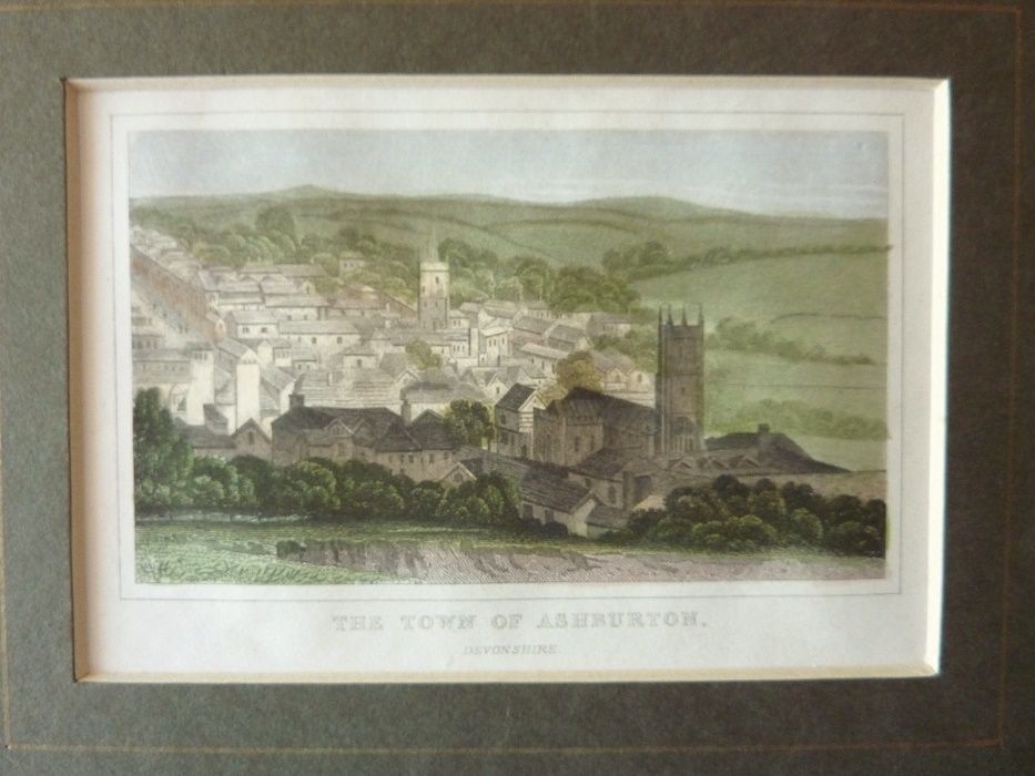 Gravura Asburton colorida à mão 1845