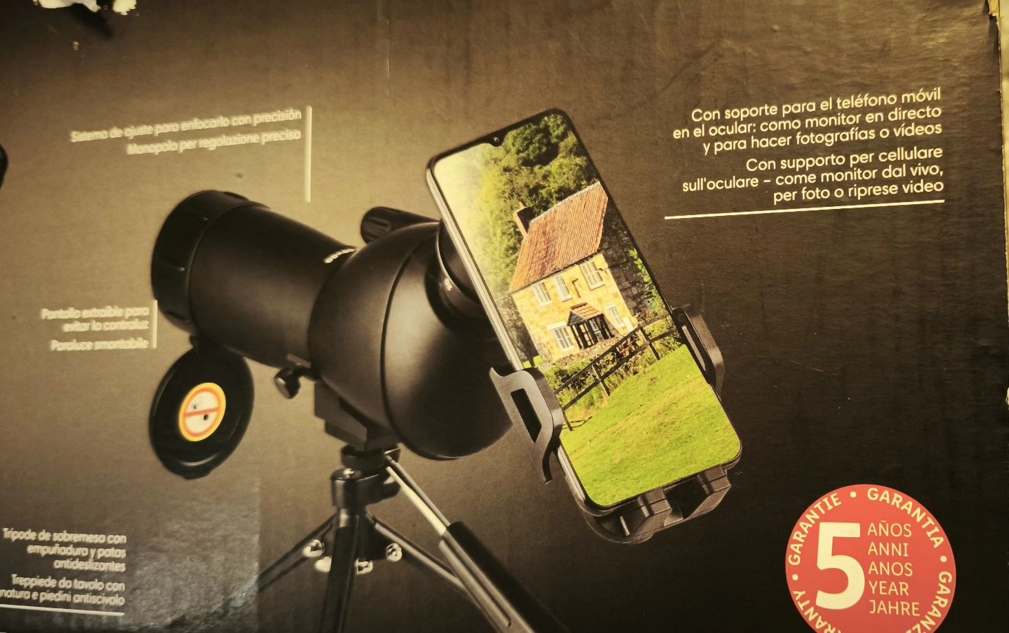 Telescópio com suporte para telemóvel AURIOL NOVO em folha 20 - 60 x 6