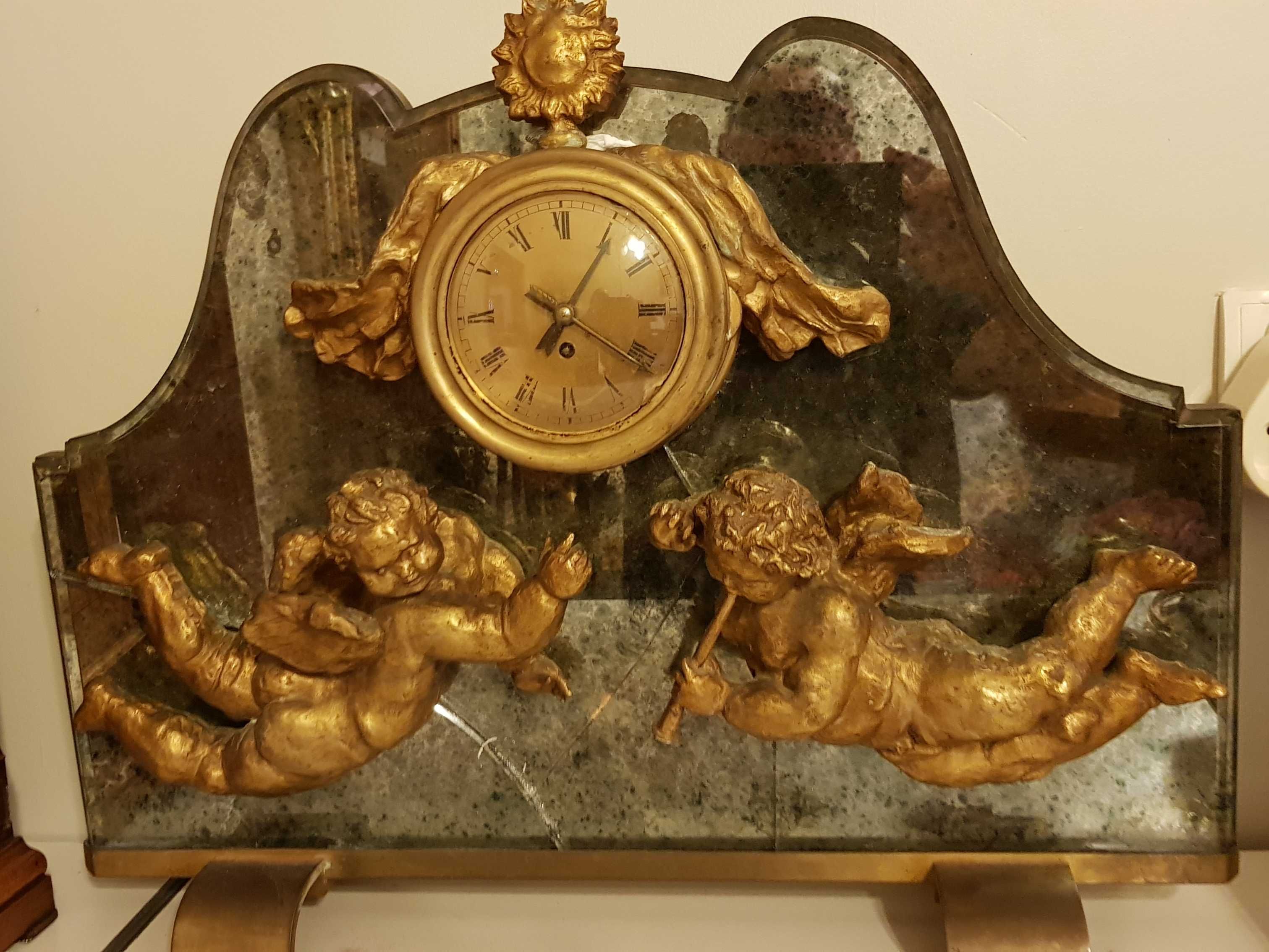 Zegar konsolowy art deco brąz złocony barokowy antyk unikat