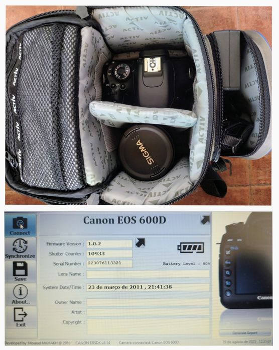 Câmera Canon 600D +lente Sigma 2.8 /28-105+Bolsa+64gb