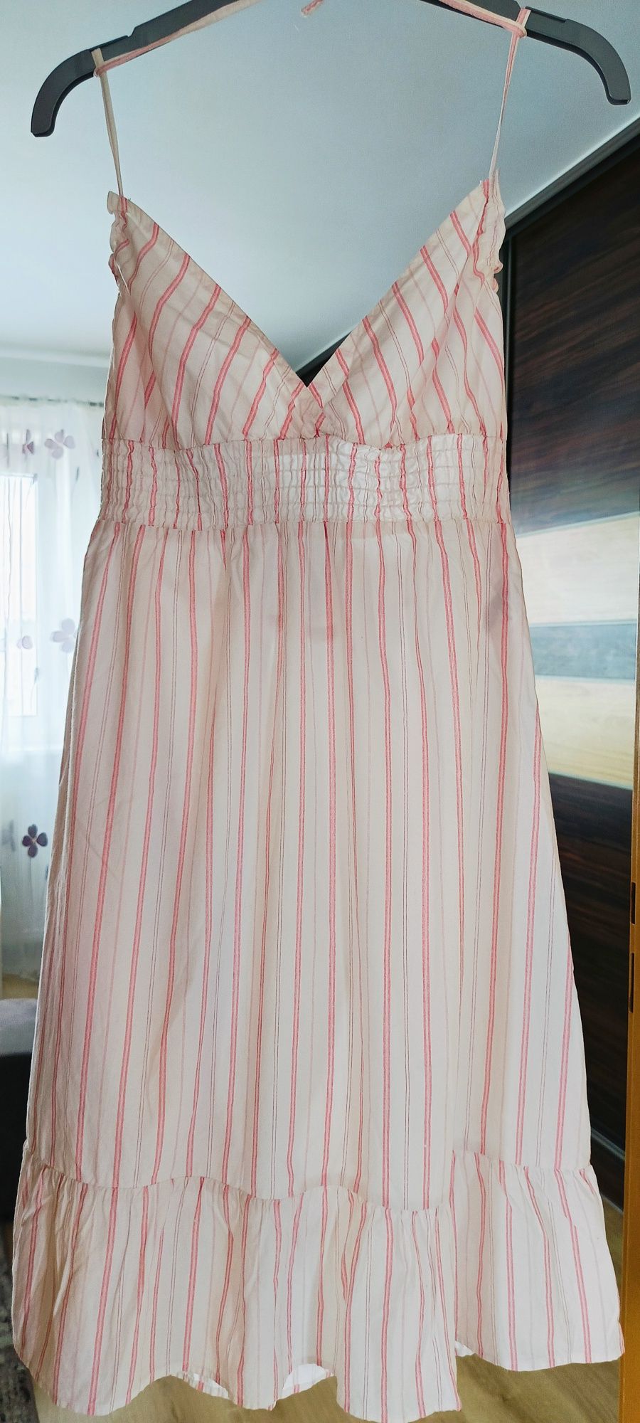 Letnia sukienka boho, sukienka MIDI, sukienka wiązana na szyi