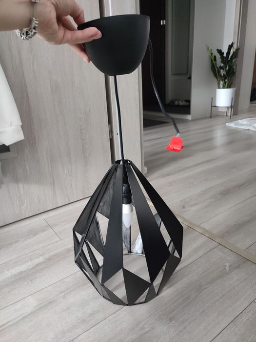 Lampa sufitowa wisząca czarna metalowa loft